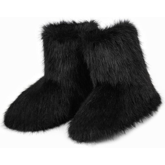 Black Faux Fur Boots - Picture 4 of 6